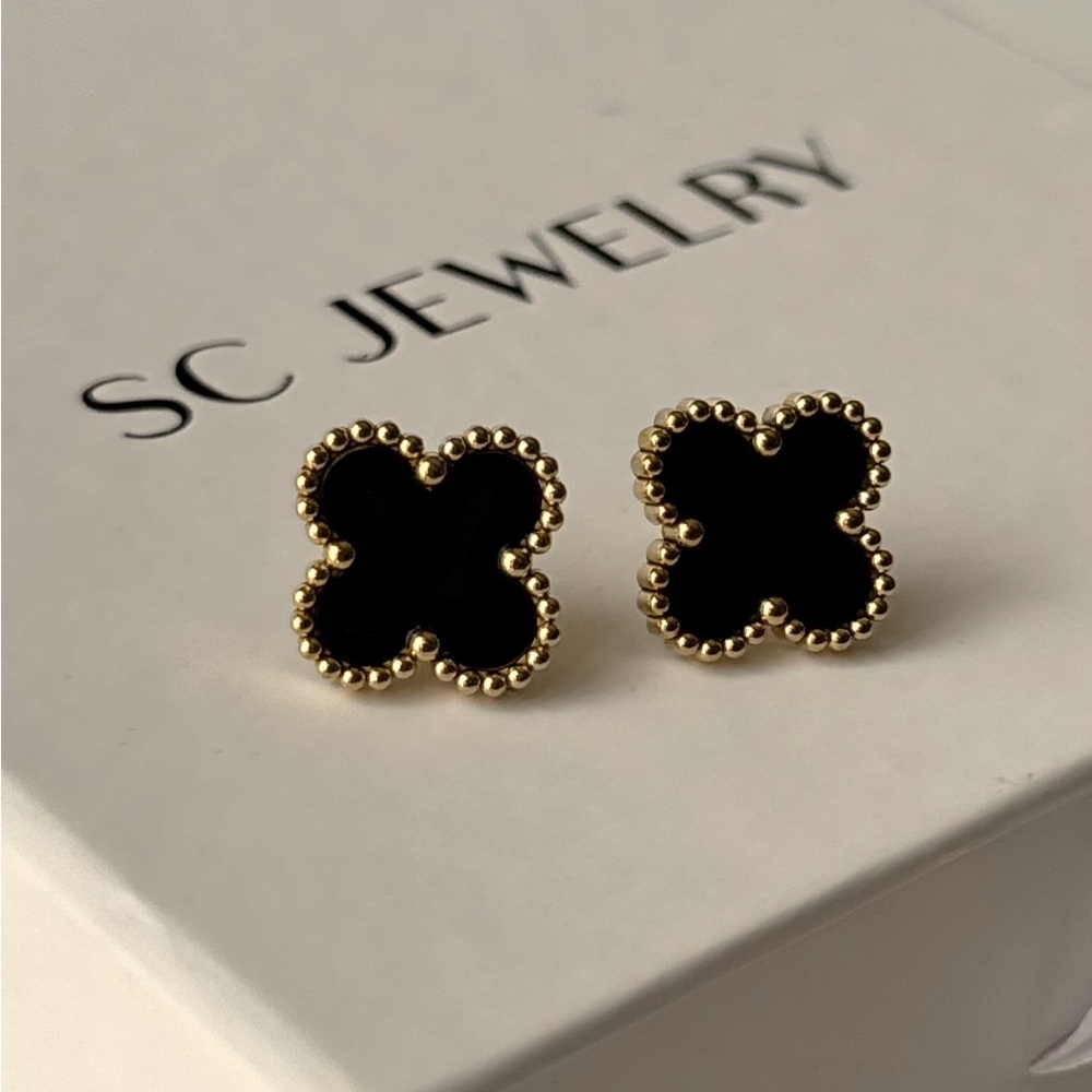 SC Jewelry Black and Gold Earrings
